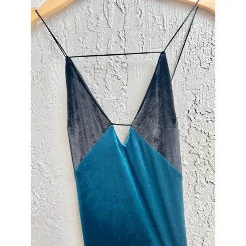 AQ/AQ NWT Strappy Sleeveless Deep V Neck Nori Midi Dress Colorblock Women's US 4