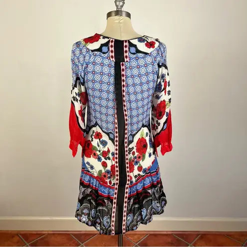 Farm Rio  Patchwork Tie Tassel Tunic