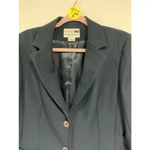 Leslie Fay Woman’s Vintage Petite Haberdashery Blue Size 10 2 Button Suit Blaze