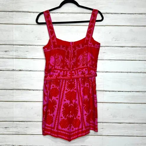 Farm Rio Jungle Scarf Romper Red Linen Blend Size Medium