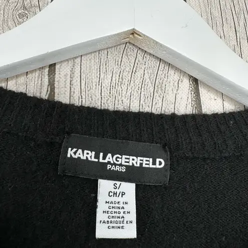 Karl Lagerfeld Sweater Women’s Size Small Black Ruffle “C’est La Vie” NWT