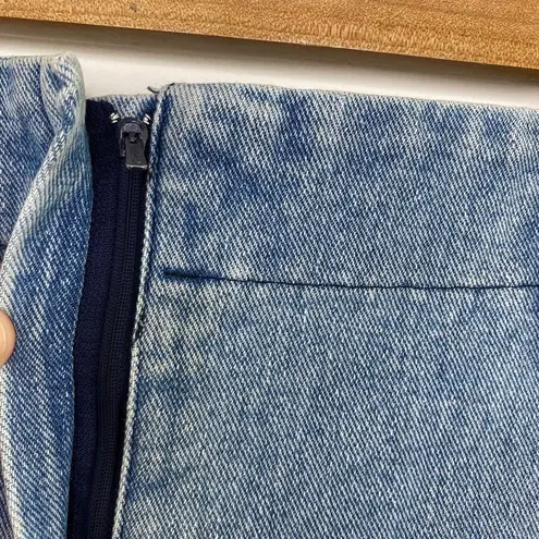 An C'Mon Women Denim Midi Pencil Skirt Size M/10 Wool Cotton Slit Light Wash Blue Size M