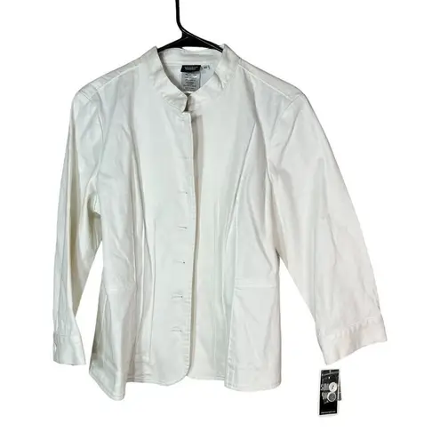 Sharon Young White Embroidered Lightweight Jacket Size Medium White
