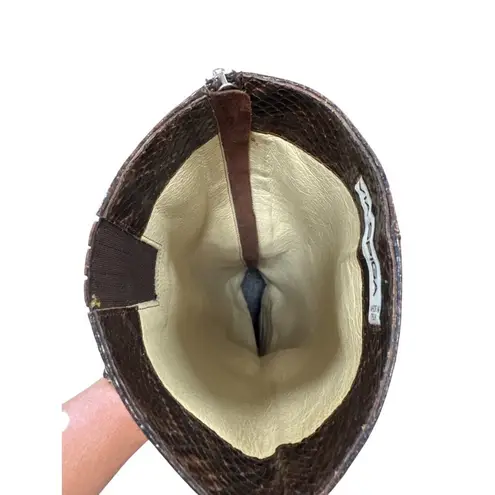 via spiga Italian Leather Brown Snakeskin Knee-High Riding Boots Womens 5.5M SKU