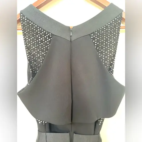 Karen Millen Black Belted Tuxedo Forever Pencil Dress sz 8