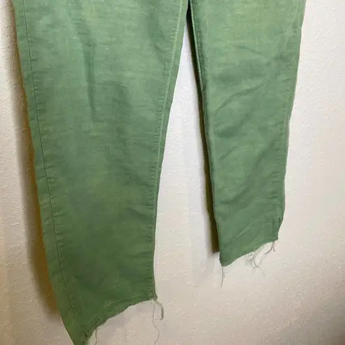 Mother The Shaker Chop Crop Hedge Green Pants Cotton Linen EUC Sz 27