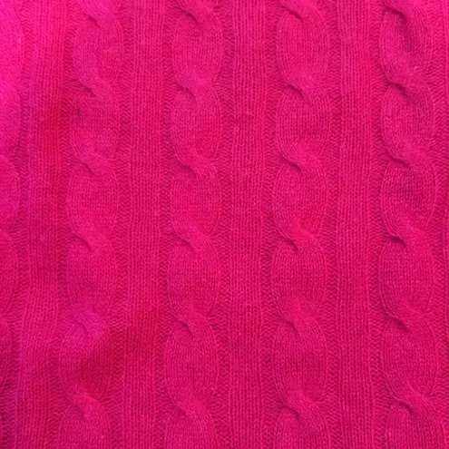 Only Mine Women’s Sweater Cashmere Cable Knit Crewneck Magenta Size Medium Pink