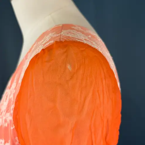 Vintage 60s/70s Orange Creamsicle Lace Maxi Dress