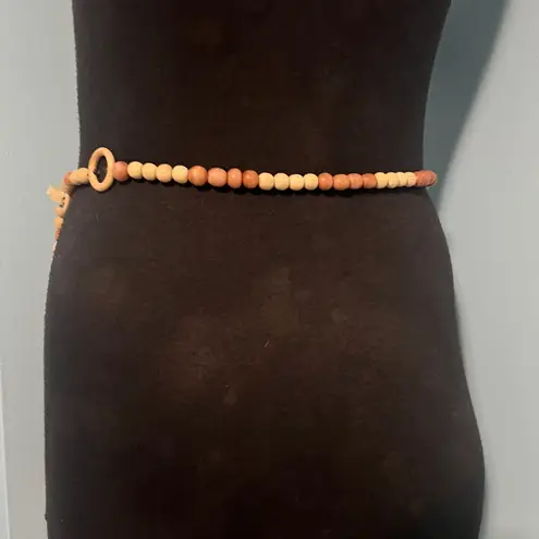 Clearance 50% off Vintage Wooden Geometric Beaded Boho Belt, Size Small Brown
