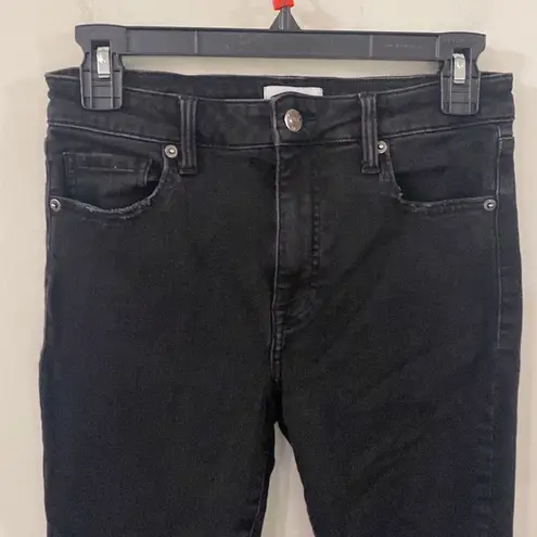 Pistola high rise distressed cropped skinny jeans in washed black size 28