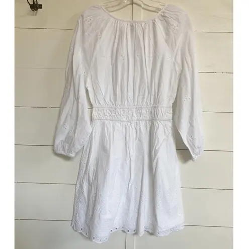 Universal Standard Romantic White Embroidered Eyelet Dress Smocked Waist Bohemian Mini - S NWT