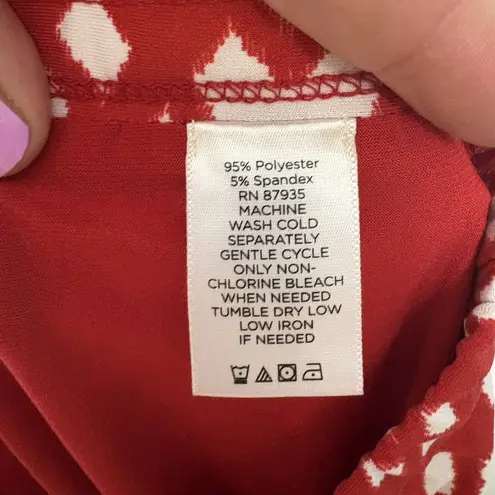 Susan Graver Liquid Knit Red White Print Straight Pull-On Skort Skirt sz 3X