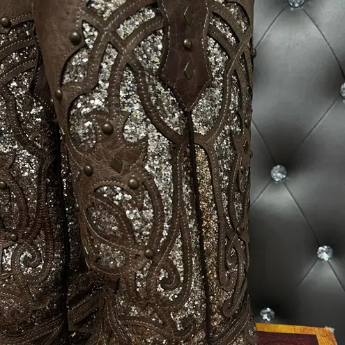 Corral  brown and gold glitter boots