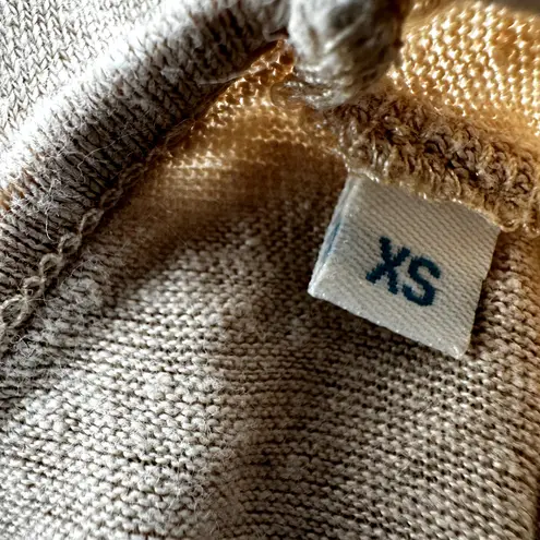 Sundance  Linen Tank Top Pleat Front Burnout Scoop Neck Flowy Tan XSmall