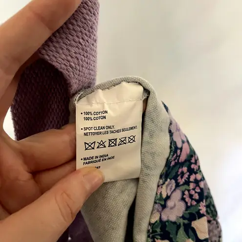 Laura Ashley purple green floral tote bag large capacity cargo cotton