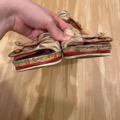 L'Artiste Spring Step Payokya Metallic Sandals Size EU 40 Artsy Tan Orange