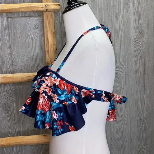 Popreal Floral Ruffle Bikini Top NWT Size M