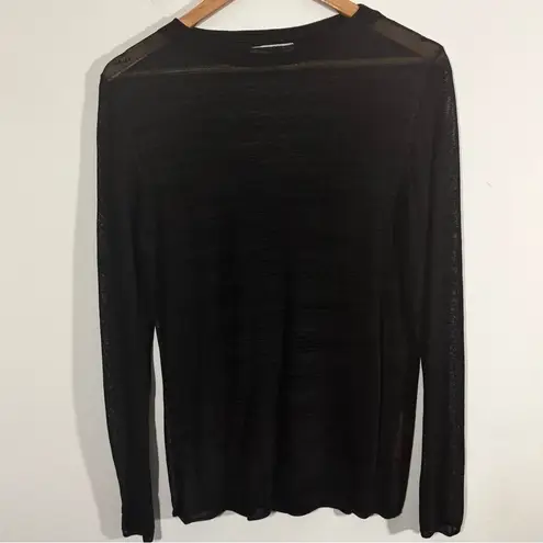MM.LaFleur Sheer Black Long Sleeve Knit Sweater Top
