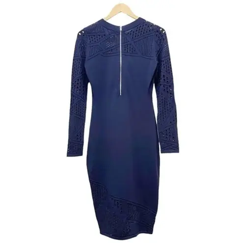 Milly NWT Dress Navy Blue Fractured Pointelle Bodycon Sheath Women’s Size Medium