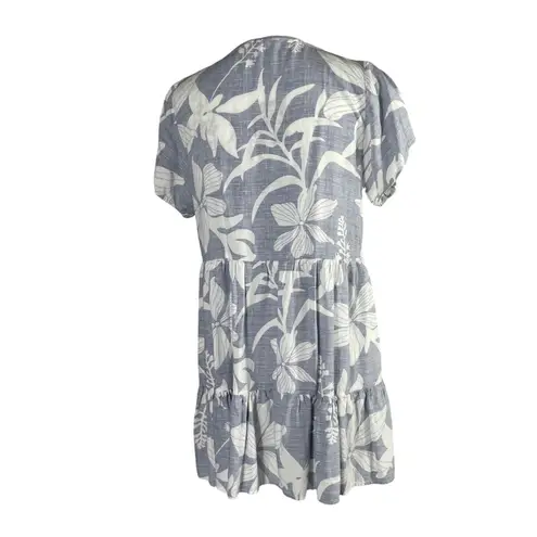 KIWI + PUNCH Miami Women's Floral Babydoll Dress Size M Blue White Tiered Size M