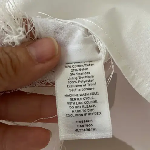 Trouve White Fringe Trim Lined Hem Tank Top Blouse Shirt Size S