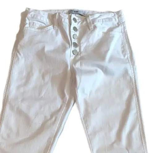 Just Black Jeans High Rise Skinny White Button Fly Frayed Hem Women's Size 26