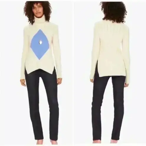 Tory Burch  Nel Turtleneck Sweater Diamond Intarsia Runway Size Large