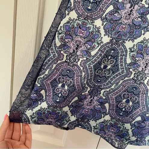 Victoria's Secret Victoria’s Secret Deep V Satin Lace Paisley Print Slip Dress Intimates Sz Medium