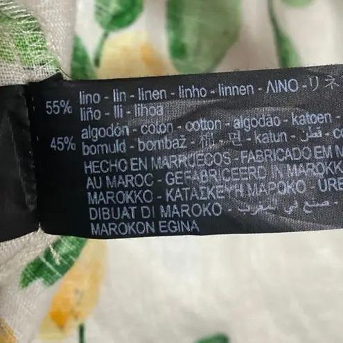 ZARA  White Linen Lemon Print Short Sleeve Button Up Shirt Blazer Coat Jacket M thumbnail 4