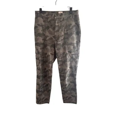 J Crew High Rise Cargo Pant in Jacquard Camo Green Tapered Utility Military 28