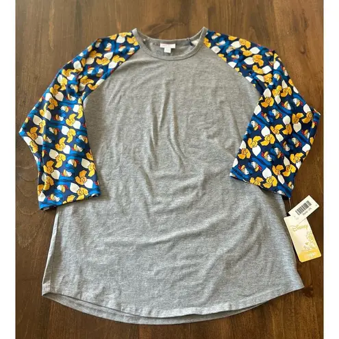 Disney LuLaRoe  Randy Classic Grey Blue Sleeping Donald Duck Sleeves NWT Size 2XL