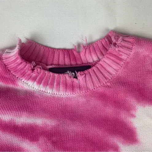 SEROYA ser.o.ya size medium new Paige cropped sweater pink tye dye line knit