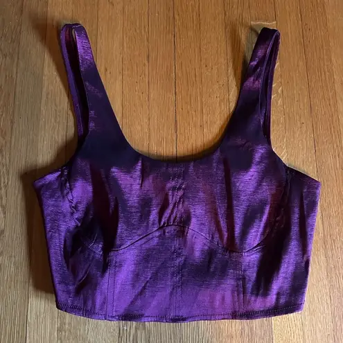 House of Harlow Eggplant Wine Satin Shimmer Cropped Bustier Top, Size M, NWOT