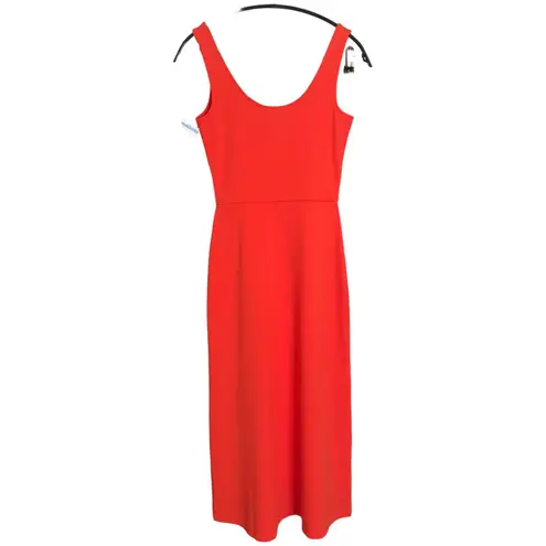 Open Edit Scoop Neck Orange Bodycon Midi Tank Dress Size XS NWOT Sleeveless.    Bodycon Midi Tank Dress in Orange Scoop Neck Sleeveless Front side slit Some Stretch 75% Polyester, 21% Viscose, 4% Spandex  Approximate measurements  pit to pit 28” waist 22” length 38”  casual comfortable summer work office school party vacation