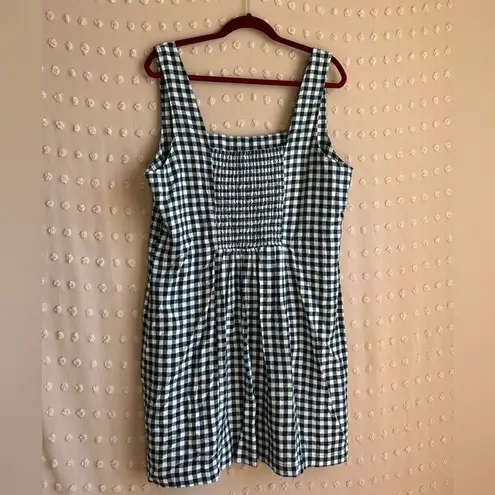 Old Navy  Square Neck Linen Blend Gingham Sleeveless Mini‎ Dress Sz XL Navy