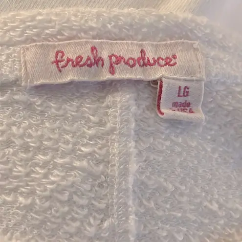 Fresh Produce Women's White Palm Tree Print 3⁄4 Sleeves Sweatshirt Pullover L