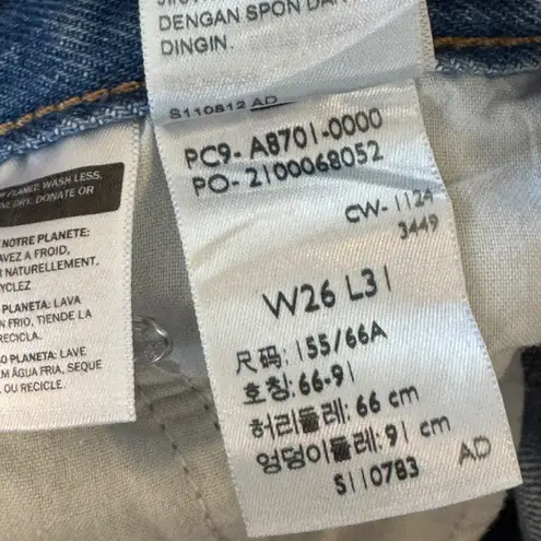 Levi's  XL Straight Jeans‎ 26 Silver Metallic Side Panel Belted High Rise Denim