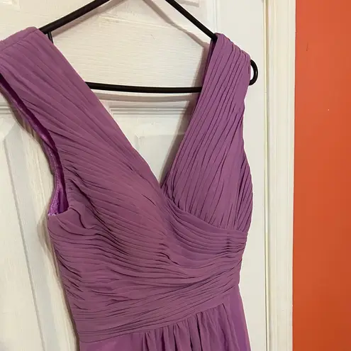 Abby Paris Mauve Long Chiffon Pleated V-Neck A-Line Formal Bridesmaid Prom Dress