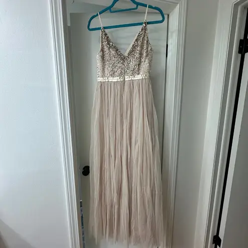 BHLDN Avery Maxi Dress, Oyster Champagne Color, Size 4