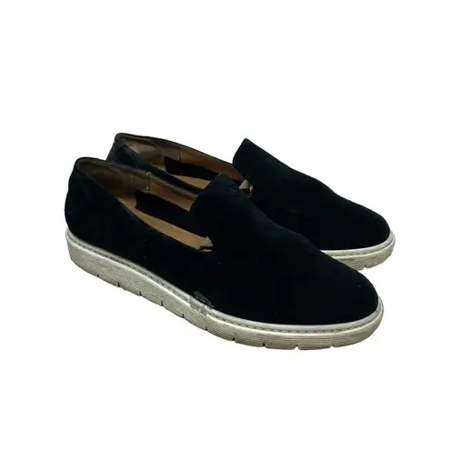 Aquatalia Slip On Sneakers Loafer Lug Sole Leather Suede Black Size US 9