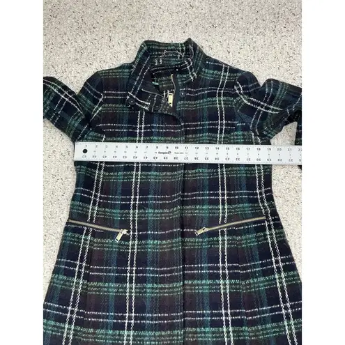 Womans Worthington Multicolor Plaid Full Zip Wool Blend Coat Mid Length Medium