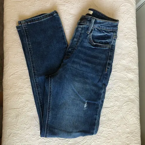 Forever 21 Slightly Distressed High Waisted Button Fly Denim Jeans