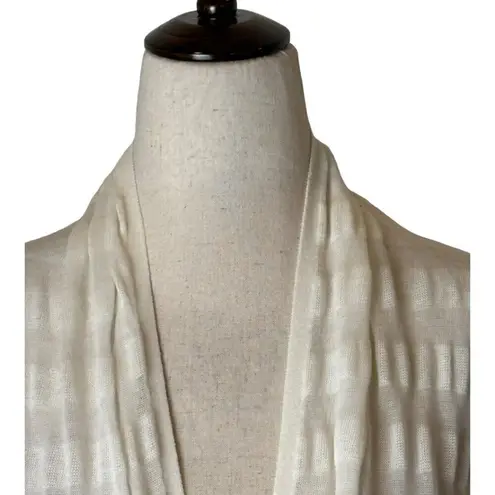 Pas de Calais Sweater Women Medium Ivory Stripe Shawl Collar Knit Cardigan White