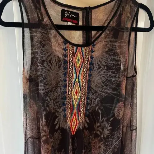 Johnny Was  Biya Sheet Maxi Dress Size Small Color Black Brown