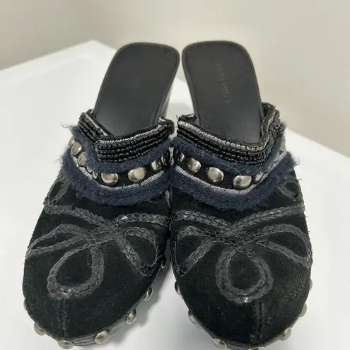 Laura Ashley Pennington Beaded Mules Black Silver Size 9
