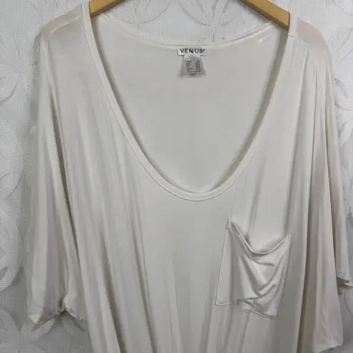 Venus  White Twisted Knot Detail Short Sleeve Tunic Tee Size 3X thumbnail 3