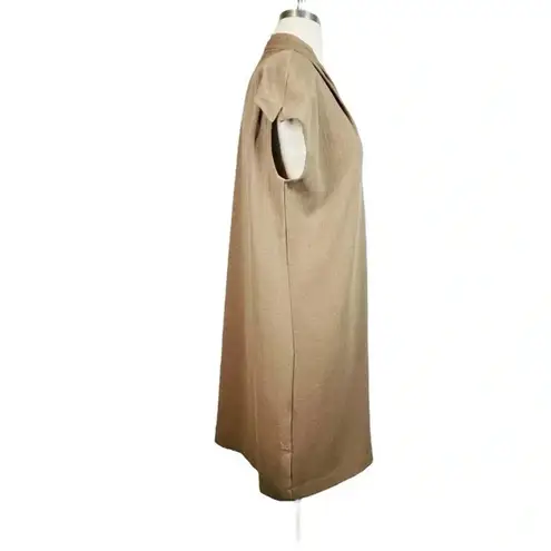 Carmen Marc Valvo Tan Crepe Swing Shift Dress Women Size Medium