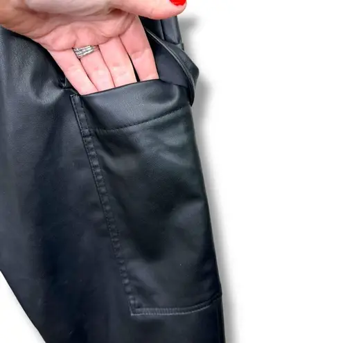 ZARA  Black Faux Leather Drawstring Oversized Jogger Cargo High Waist Pants XS