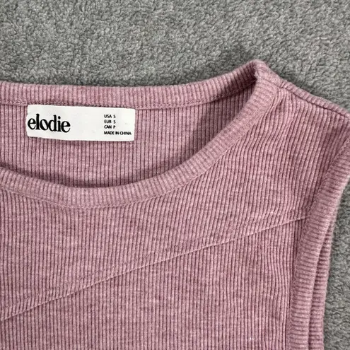 Elodie Ribbed Tank Top Women's Small Purple High Neck Sleeveless Crossover