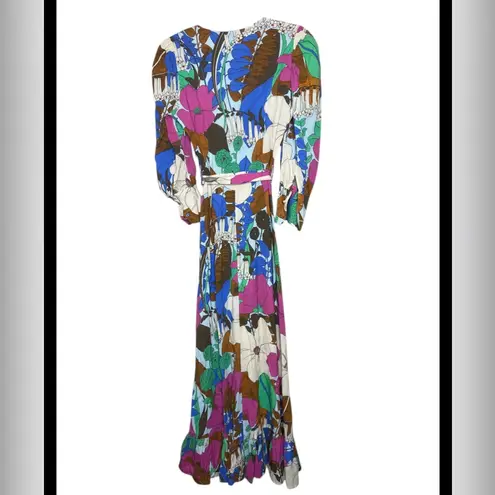 LA DoubleJ Multicolor Floral Long Sleeve Dress size XS Pink